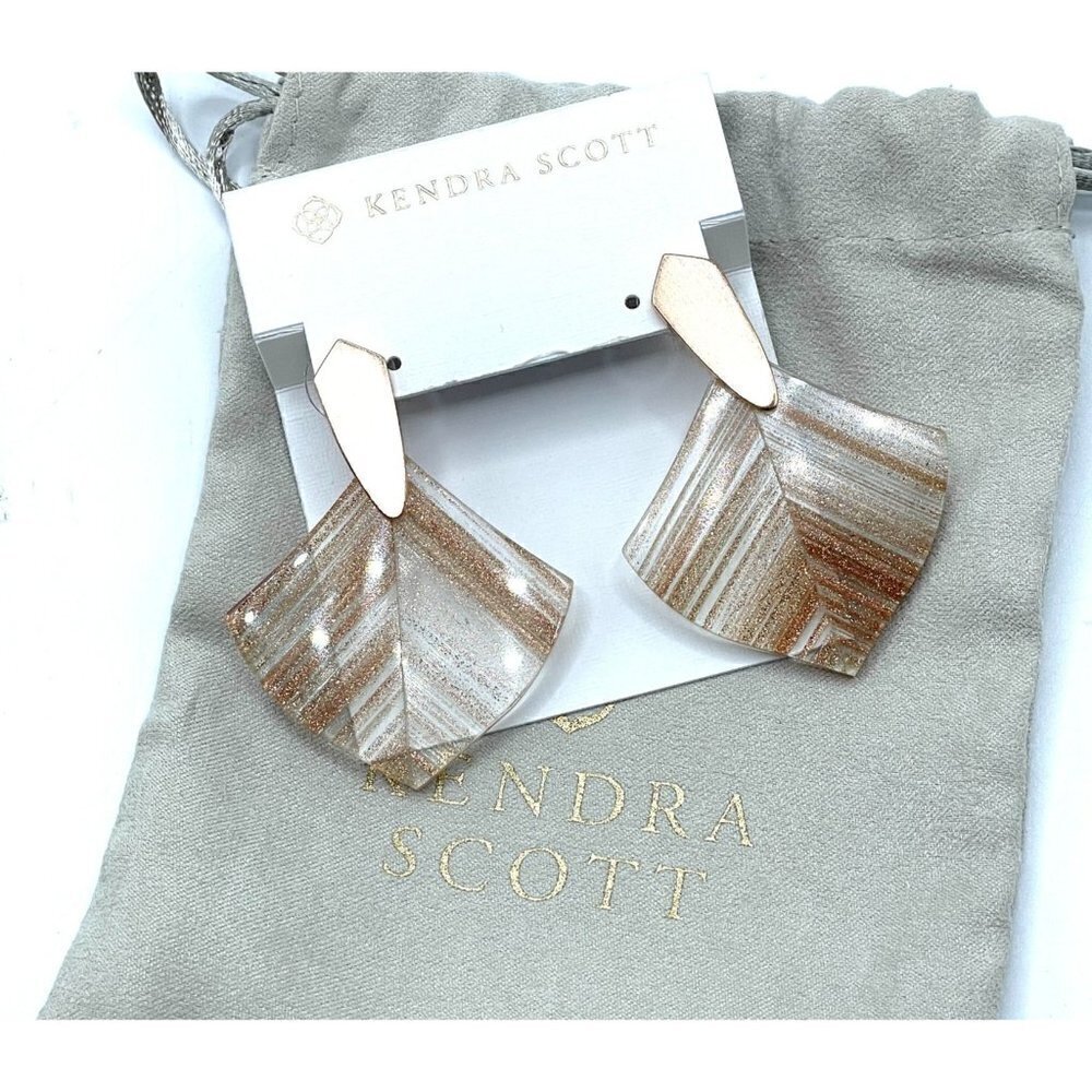 Kendra Scott Aislinn Dusted Gold Glass Pierced Drop Earrings NWT Retired 2018
